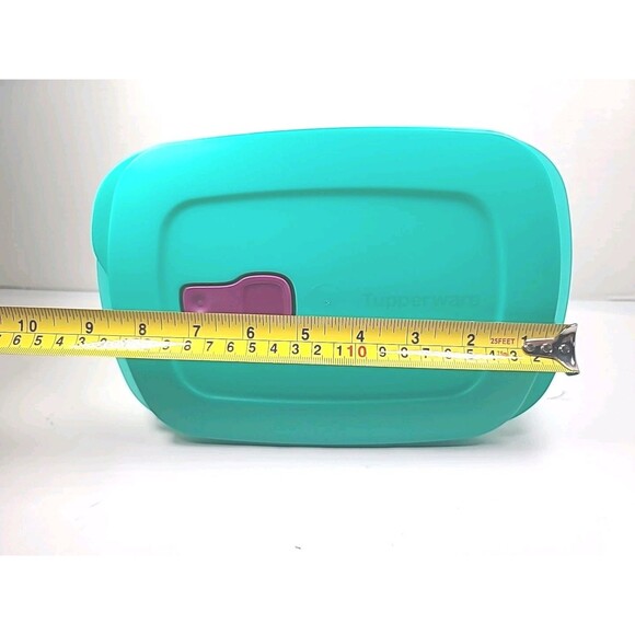 Tupperware Crystalwave Microwave Bowl 4 Cups Rectangular Container Teal / Purple - Picture 2 of 8